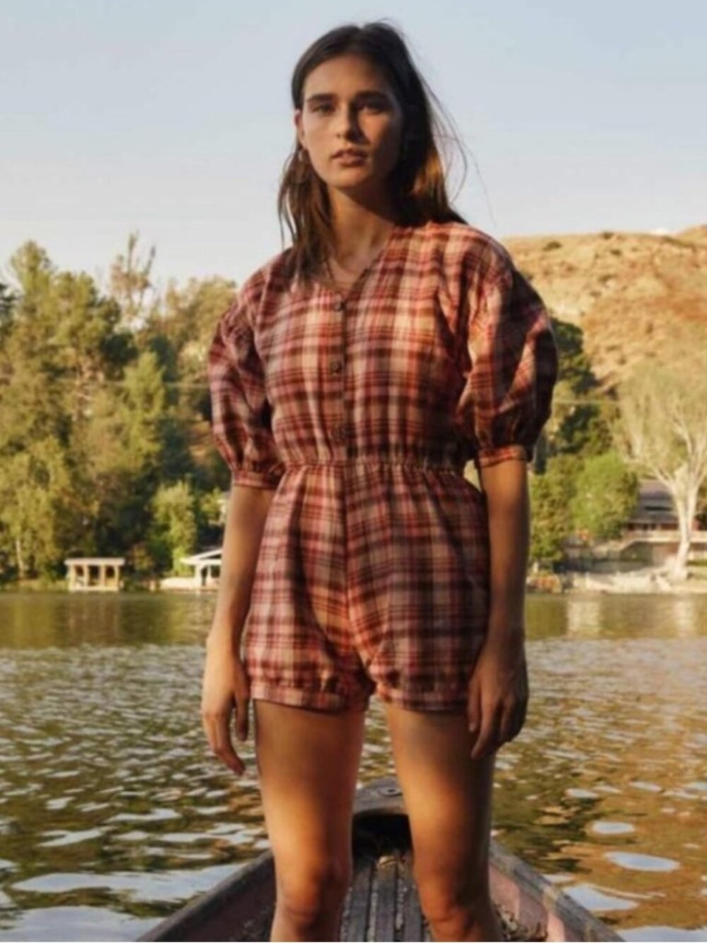 Christy Dawn Jude Romper in Apple Plaid